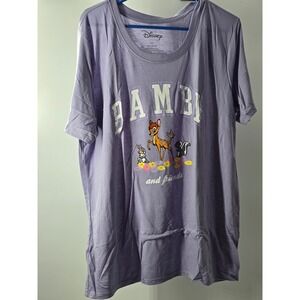 Disney Bambi and Friends Purple Graphic T-Shirt Womens Plus Size 2X New